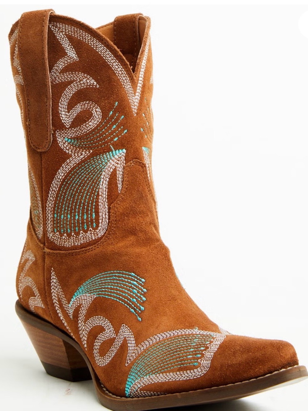 Dingo Flyin' Colors Suede Feather Stitched Western Booties Sz 9.5 M NWT